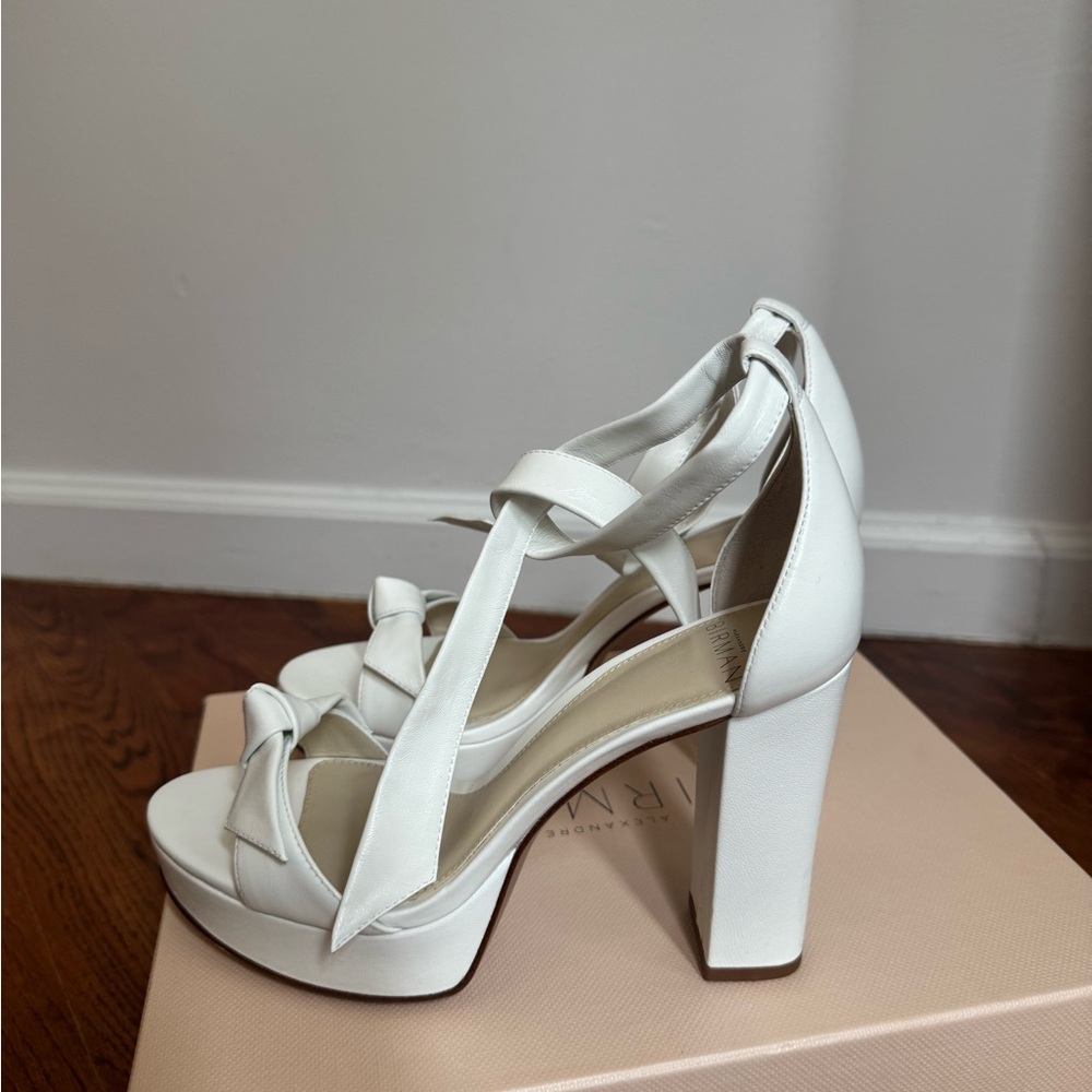Alexandre Birman White Block Heel Sandals